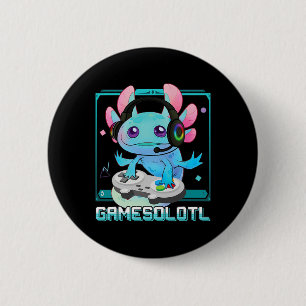 Badge Rond 5 Cm Gamesolotl Axolotl Joueur de Vidéo Kawaii Pastel G