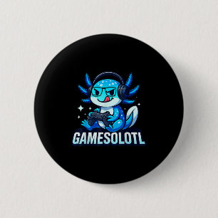 Badge Rond 5 Cm Gamesolotl Axolotl Poisson Joueur Jeux Anime Vidéo