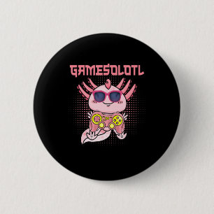 Badge Rond 5 Cm Gamesolotl Axolotl Video Gamer Kawaii Anime Kids B