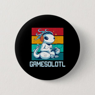 Badge Rond 5 Cm Gamesolotl Cute Axolotl Vidéo Gamer Kawaii Anime B