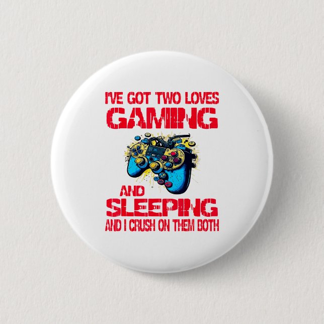 Badge Rond 5 Cm Gaming And Sleeng Gamer Valentines Day Boys Kids  (Devant)