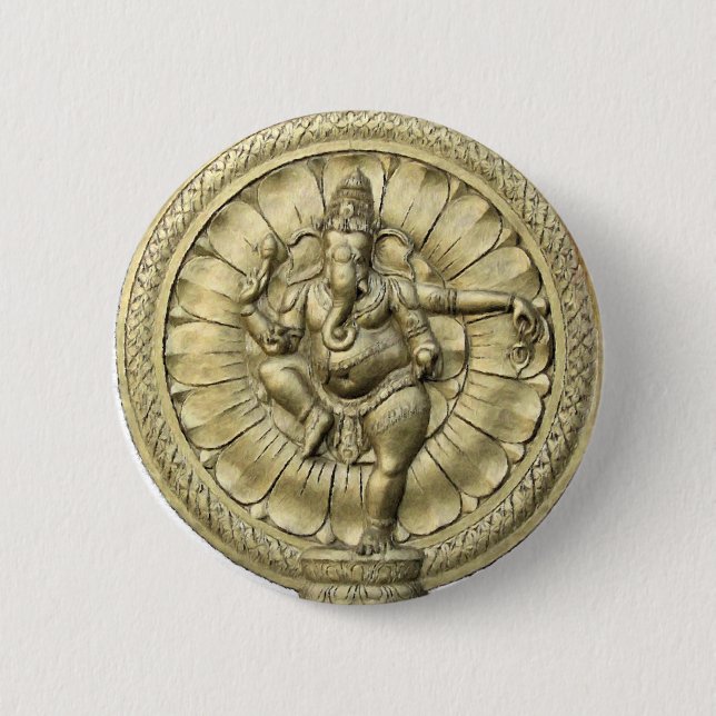 Badge Rond 5 Cm Ganesh (d'or) (Devant)
