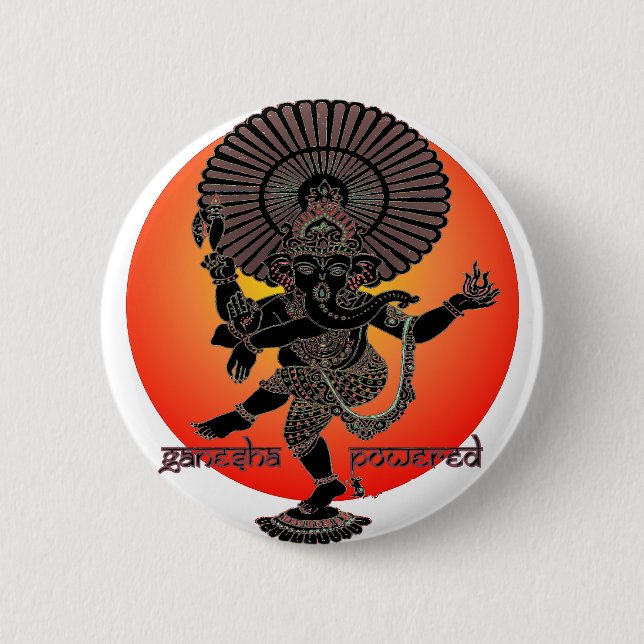 Badge Rond 5 Cm Ganesha a actionné (Devant)