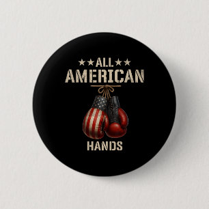 Badge Rond 5 Cm Gant Drapeau Américain De Boxe De Mains Patriotiqu