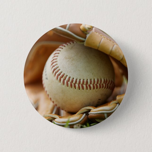 Badge Rond 5 Cm Gant et balle de baseball (Devant)