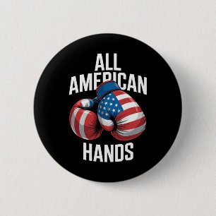 Badge Rond 5 Cm Gants de boxe All American Hands Patriotique Drape