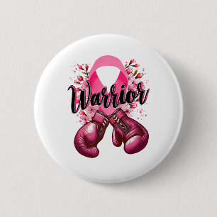 Badge Rond 5 Cm Gants de boxe de guerrier Pink Ribbon Cancer du se