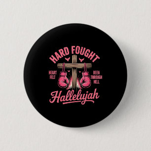Badge Rond 5 Cm Gants de boxe Hallelujah Hard Fought Faith