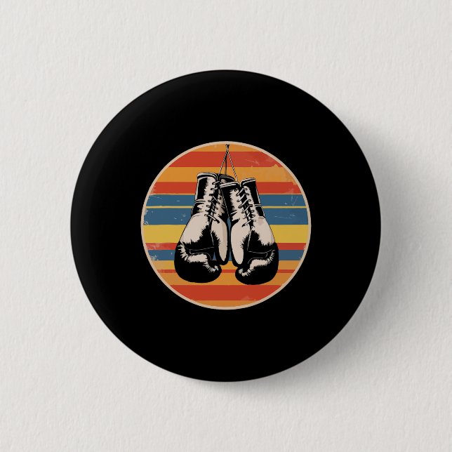 Badge Rond 5 Cm Gants de boxe Kickboxing Amateur de boxe Rétro Box (Devant)