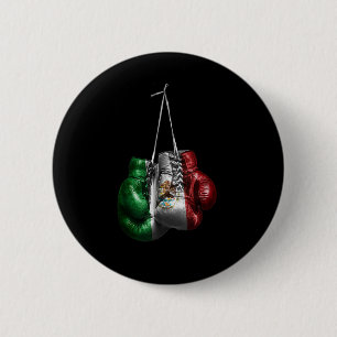 Badge Rond 5 Cm Gants De Boxe Tee - Mexique Drapeau Vintage Pour L