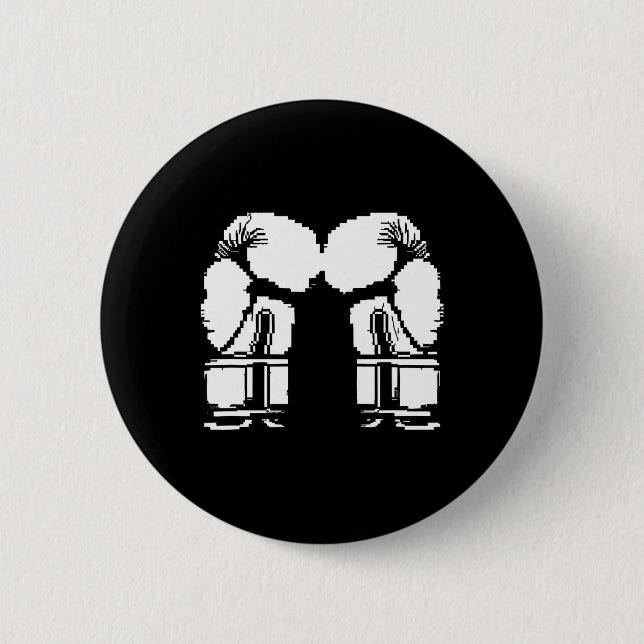 Badge Rond 5 Cm Gants de kickboxing Pixel Art Sanda  (Devant)