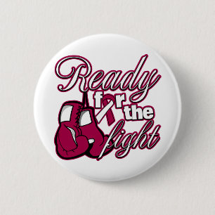 Badge Rond 5 Cm Gants Throat Cancer Prêt Pour Le Combat