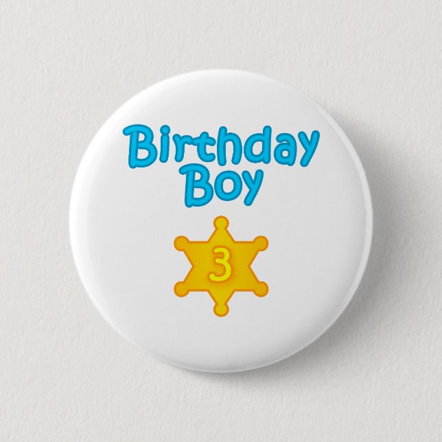 Badge Rond 5 Cm Garçon 3 d'anniversaire de shérif (Devant)