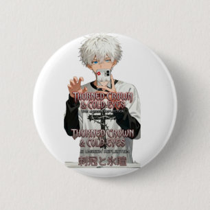 Badge Rond 5 Cm Garçon Anime Couronne Épineuse & Yeux Froids - Ble