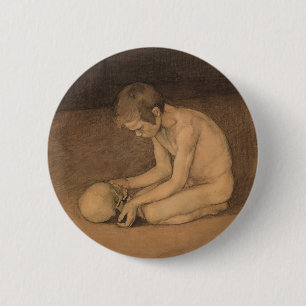 Badge Rond 5 Cm Garçon au crâne (par Magnus Enckell)