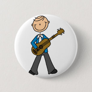Badge Rond 5 Cm Garçon avec le bouton de guitare