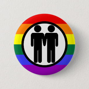 Badge Rond 5 Cm Garçon + Bouton d'arc-en-ciel de garçon