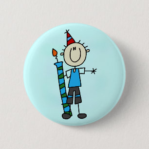 Badge Rond 5 Cm Garçon d'anniversaire avec T-shirts à bougie et ca