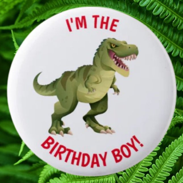 Badge Rond 5 Cm Garçon d'anniversaire Dinosaur T Rex (Cute Birthday Jurassic Dinosaur Collection/Pin Set)