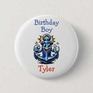Badge Rond 5 Cm Garçon d'anniversaire personnalisé Pop Art Ancre