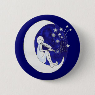 Badge Rond 5 Cm Garçon dans la lune