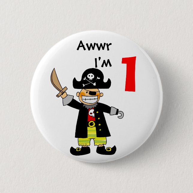 Badge Rond 5 Cm Garçon de 1 an de pirate (Devant)