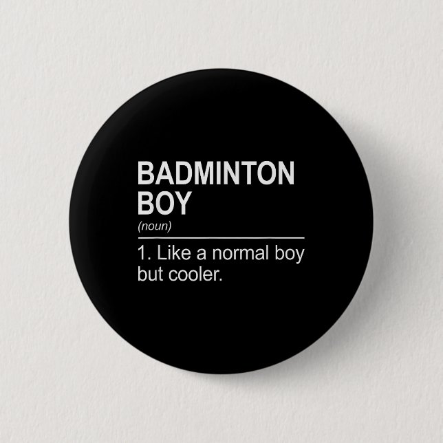 Badge Rond 5 Cm Garçon de badminton Nom Définition Volant Badminto (Devant)