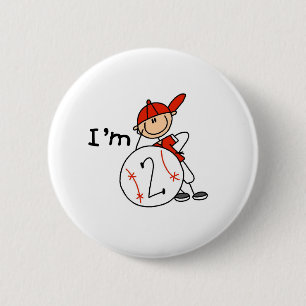 Badge Rond 5 Cm Garçon de baseball, j'ai 2 ans