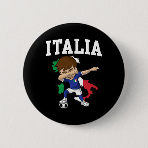 Badge Rond 5 Cm Garçon de football italien Drapeau italien Carte d