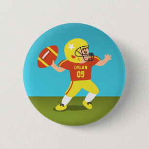 Badge Rond 5 Cm Garçon de football mignon avec casque et protège-é