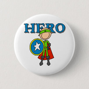 Badge Rond 5 Cm Garçon de héros avec le bouclier