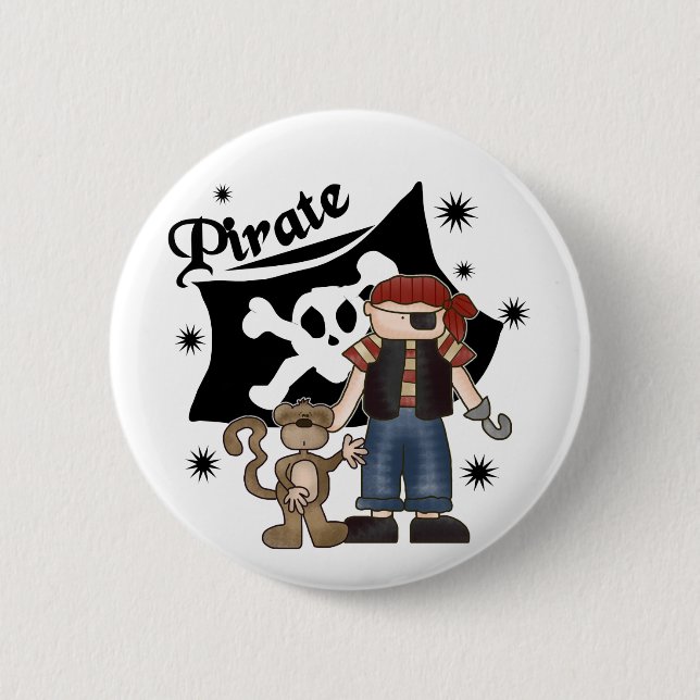 Badge Rond 5 Cm Garçon de pirate avec le singe (Devant)