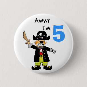 Badge Rond 5 Cm garçon de pirate de 5 ans