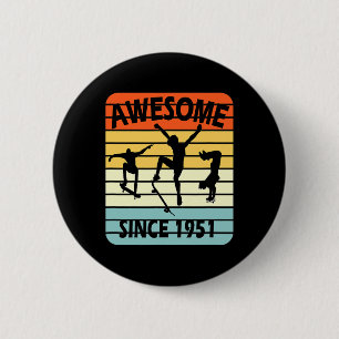 Badge Rond 5 Cm Garçon de skateboard pour son 70e anniversaire Inc
