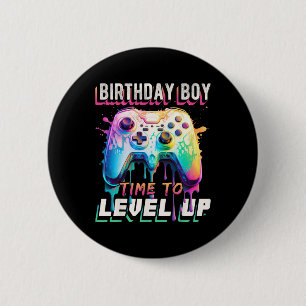 Badge Rond 5 Cm Garçon Il est temps de passer au niveau supérieur