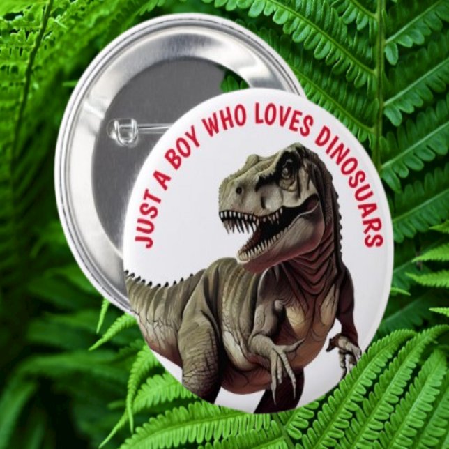 Badge Rond 5 Cm Garçon qui aime les dinosaures (Express yourself in a meaningful way with top-quality pin buttons)