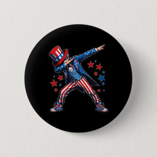 Badge Rond 5 Cm Garçon qui fait dabbing 4 juillet Drapeau américai