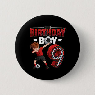 Badge Rond 5 Cm Garçon qui fait le dab 9 ans Joueur de football An