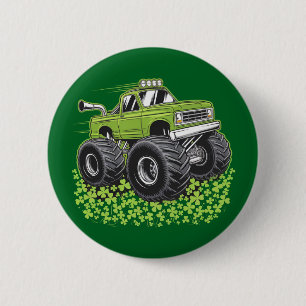Badge Rond 5 Cm Garçon Saint-Patrick Enfant Chanceux Camion Monstr