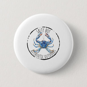 Badge Rond 5 Cm Garçon salé Attitude salée Drôle de pêche Crabe Pê