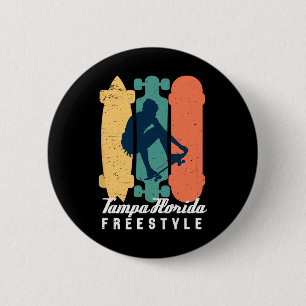 Badge Rond 5 Cm Garçon Skateur Tampa Floride Vintage Rétro Rue Ska
