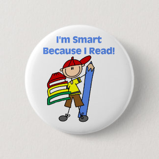 Badge Rond 5 Cm Garçon Smart puisque j'ai lu
