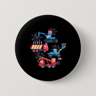 Badge Rond 5 Cm Garçons 4 juillet Véhicule de construction de cami