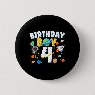 Badge Rond 5 Cm Garçons 4e anniversaire astronaute planètes spatia