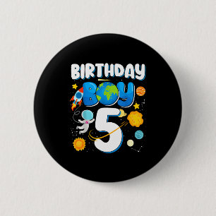 Badge Rond 5 Cm Garçons 5ème anniversaire astronaute espace planèt