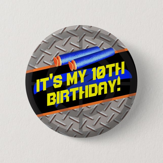 Badge Rond 5 Cm Garçons Anniversaire Fête Dart Wars Foam Laser Tag (Devant)