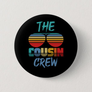 Badge Rond 5 Cm Garçons Cousin Crew Papa Maman Enfants Fête Cous