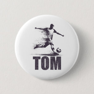 Badge Rond 5 Cm Garçons de foot Tom Personnalisé Prénom Tom