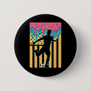 Badge Rond 5 Cm Garçons de football à la glace qui coule Joueurs d