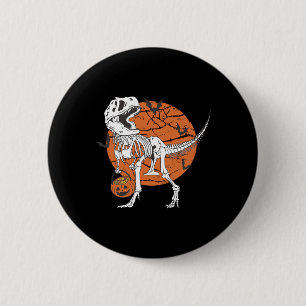 Badge Rond 5 Cm Garçons d'Halloween Dinosaure Squelette T Rex Citr